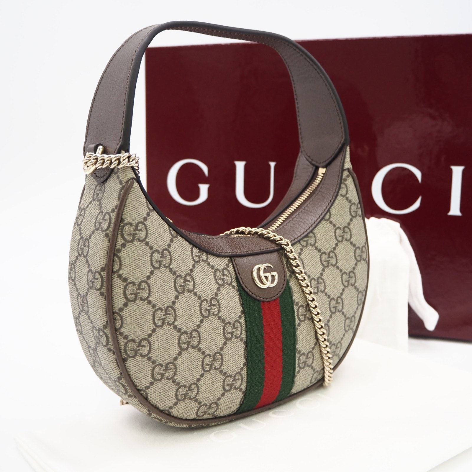 未使用 GUCCI グッチ オフィディア GGスプリーム スモール ショルダーバッグ 838463 2wayハンドバッグ ベージュ レッド グリーン コーティングキャンバス レザー レディース