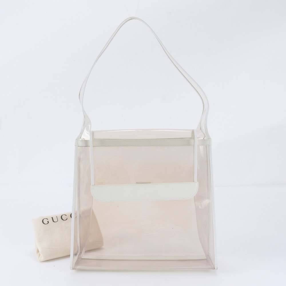 ■美品 グッチ クリアショルダーバッグ レザー