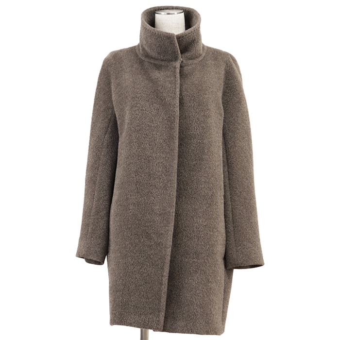 【SALE】MaxMara マックスマーラ コート アルパカ/ウール サイズ US/2・ITA/38 レディース フロントフライ 比翼仕立て アウター ハンガー・ガーメント付属 グレージュ 灰色 イタリア製