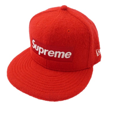 Supreme シュプリーム キャップ 24AW × New Era 7 1/2 ニューエラ Brushed Wool Box Logo Cap ブラッシュドウール ボックスロゴ キャップ レッド系 7 1/2【中古】