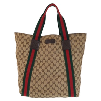 GUCCI グッチ シェリーライン ベージュ ブラウン GGキャンバス トートバッグ ショルダーバッグ 601726 【中古】