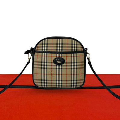 BURBERRY バーバリー ノバチェック 柄 キャンバス レザー ショルダーバッグ ベージュ
92054