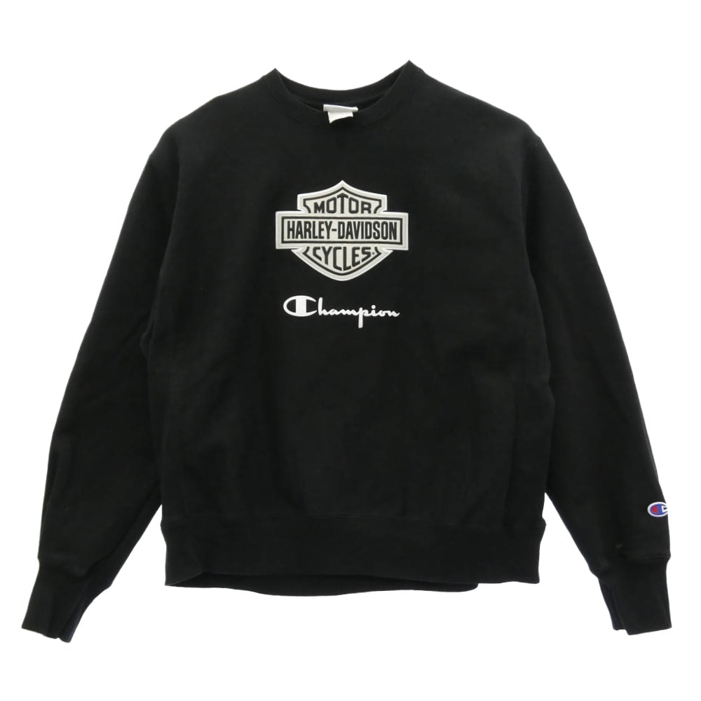 Champion チャンピオン スウェット reverse weave 単タグ復刻 リバース ウィーブ ハーレーダビッドソン ロゴ スウェット ブラック系 XL【中古】