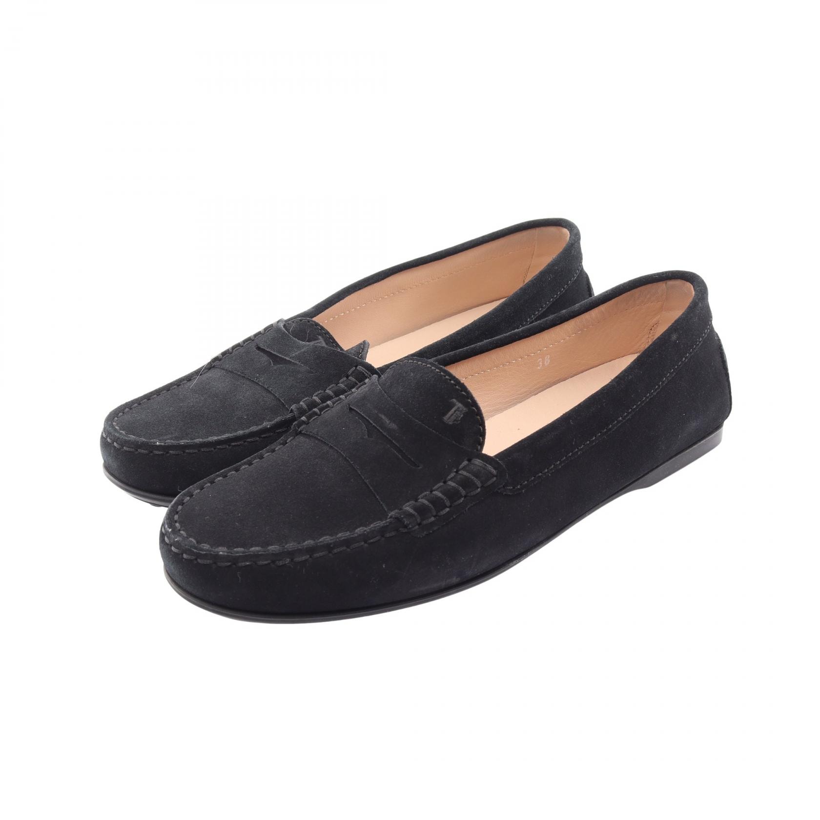 トッズ TOD'S ゴンミーニ カジュアルシューズ 靴 スウェード レディース ブラック系 【中古】