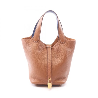 エルメス HERMES ピコタンロックPM エクラ ハンドバッグ バッグ レザー カーフ(牛革) トリヨンクレマンス / ヴォースイフト トリヨンクレマンス ゴールド U刻印(2022年製造) レディース ブラウン系 【中古】