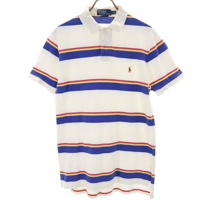 Polo by Ralph Lauren ポロバイラルフローレン ボーダー柄 半袖 ポロシャツ M 白系 鹿の子地