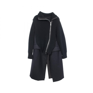 サカイ Sacai ピンストライプ ニット ドッキング 衣料品 アウター ウール ナイロン メンズ ブラック系 / ネイビー系 22-06337 【中古】