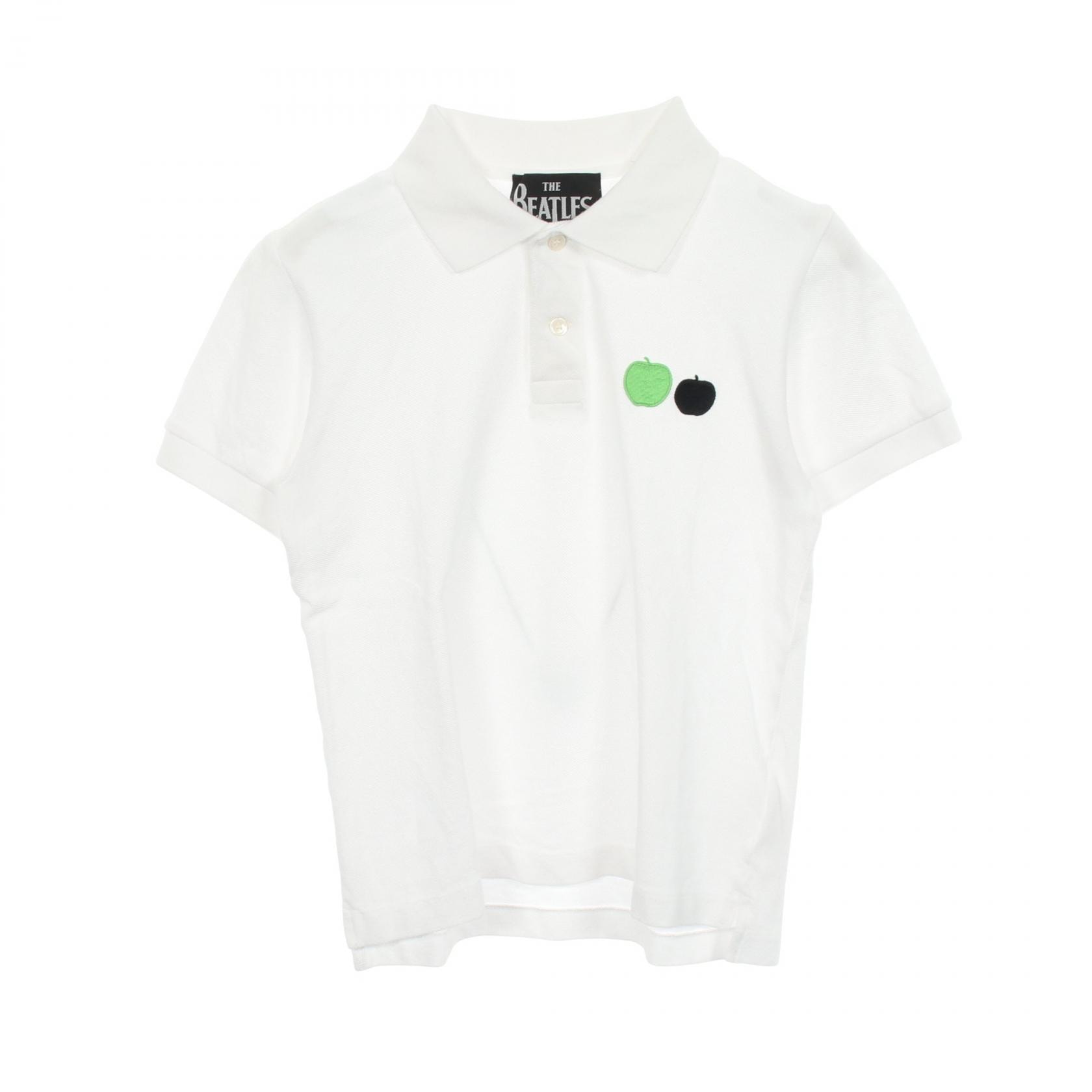 コムデギャルソン COMME des GARCONS The Beatles Polo Shirt リンゴ ワッペン ポロシャツ 衣料品 トップス コットン レディース ホワイト系 【中古】