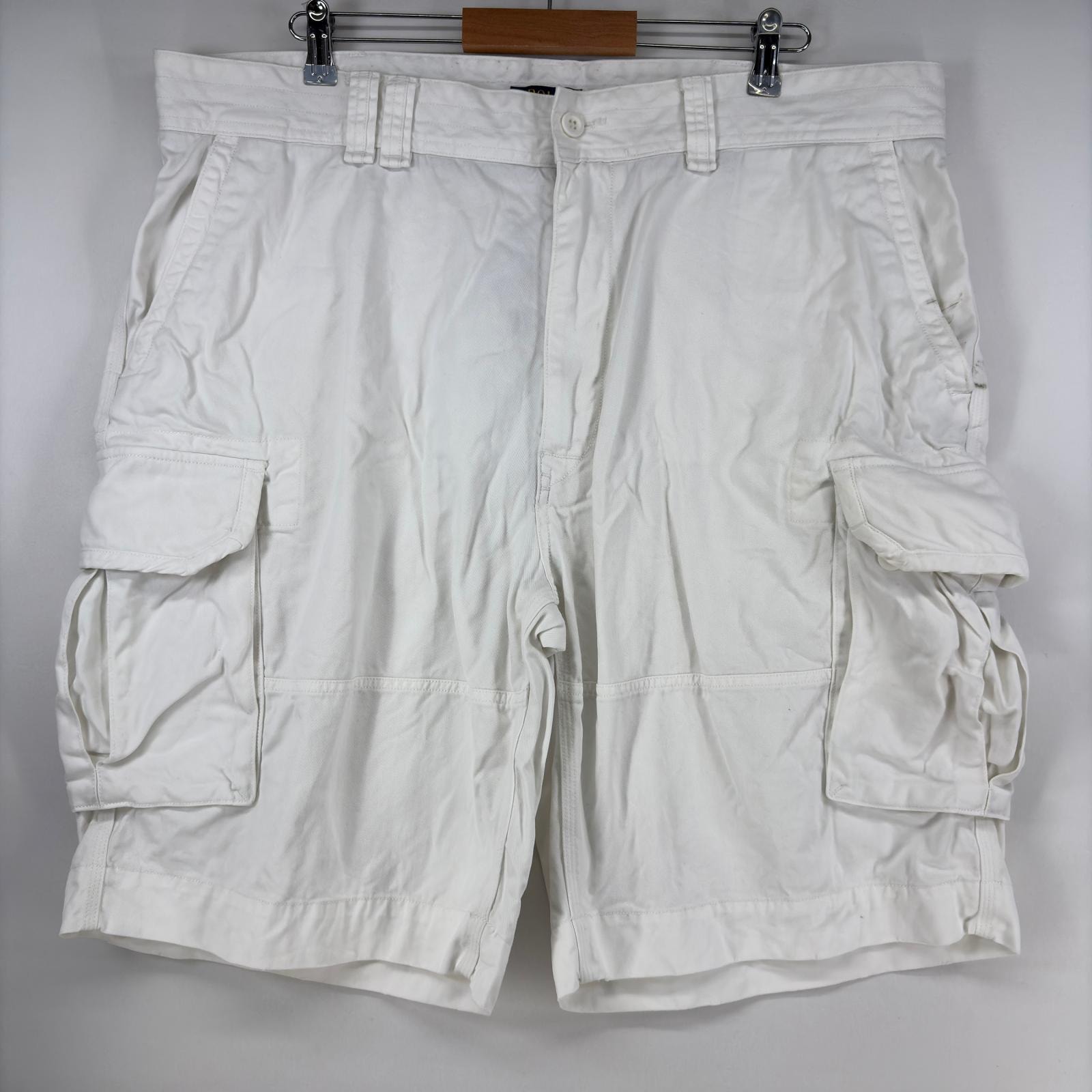 古着 ポロ・ラルフローレン POLO RALPH LAUREN ショートパンツ カーゴパンツ ハーフパンツ ジップ ポロチノ w42 ホワイト メンズ