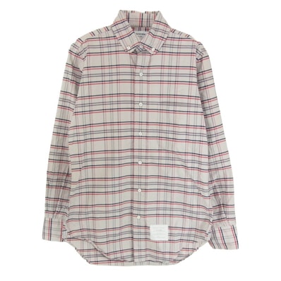 THOM BROWNE トムブラウン 長袖シャツ 01113A4013 USA製 チェック フランネル ボタンダウン 長袖 シャツ グレー系【中古】