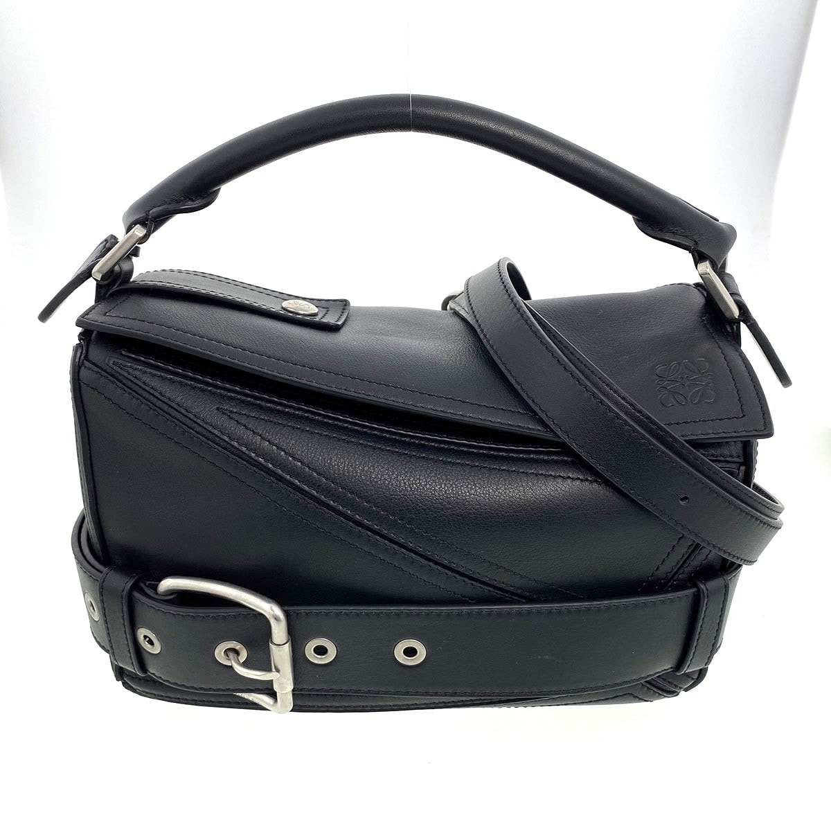 【最終値下げ】LOEWE ロエベ パズル バイカー バッグ スモール 2WAY ショルダーバッグ A510S21XC7 レザー ブラック シルバー金具  レディース【中古】