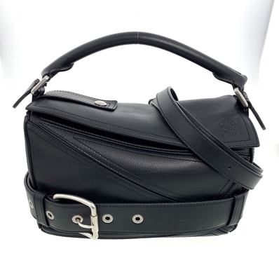【最終値下げ】LOEWE ロエベ パズル バイカー バッグ スモール 2WAY ショルダーバッグ A510S21XC7 レザー ブラック シルバー金具 レディース【中古】