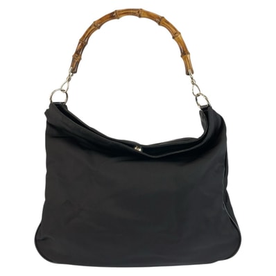 GUCCI グッチ バンブー ブラック 黒 シルバー金具 ナイロン ショルダーバッグ 603249 【中古】