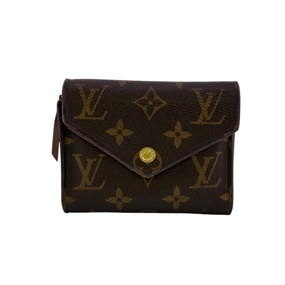 ルイヴィトン LOUIS VUITTON 三つ折り財布 モノグラム ポルトフォイユヴィクトリーヌ コンパクトウォレット スナップボタン開閉式 フラップ M62472 ブラウン