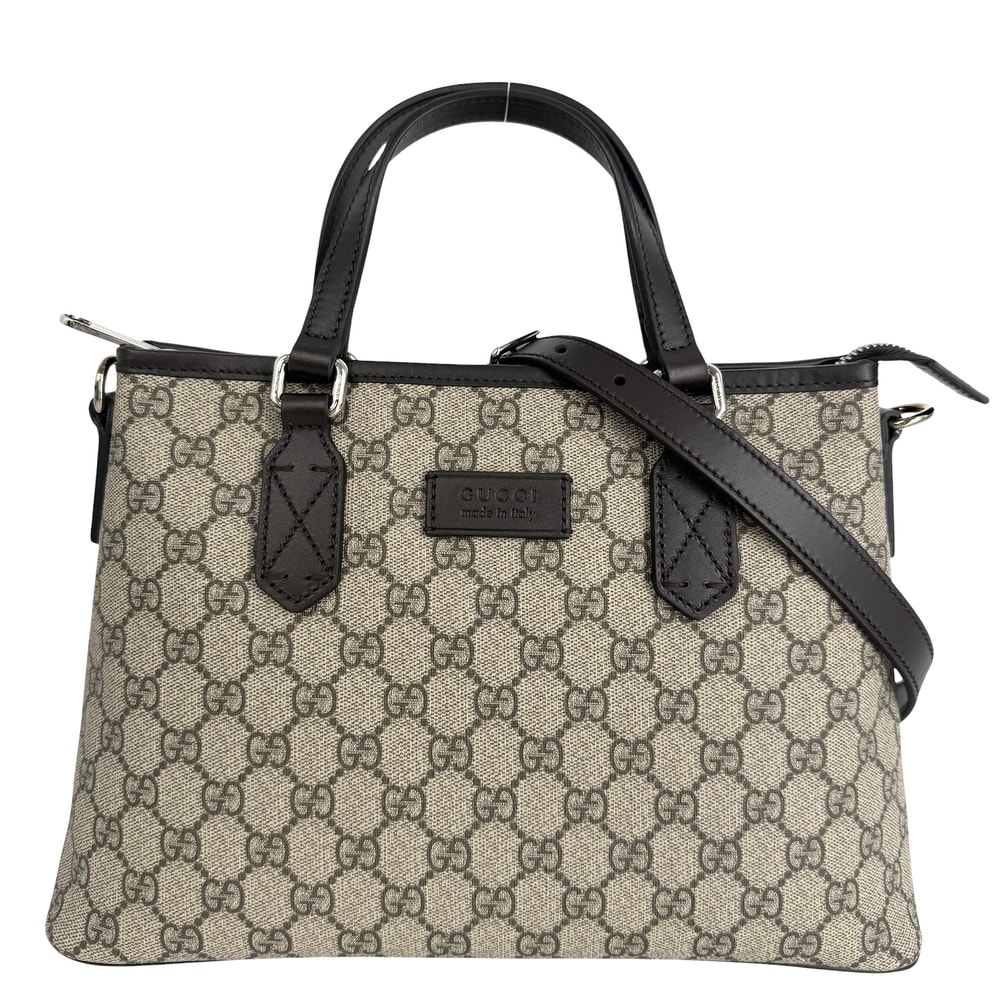 GUCCI グッチ 2WAY ハンドバッグ ショルダーバッグ 肩掛け 斜め掛け 429019 GGスプリームキャンバス レザー ベージュ ブラウン 茶 シルバー金具 レディース 美品【中古品】