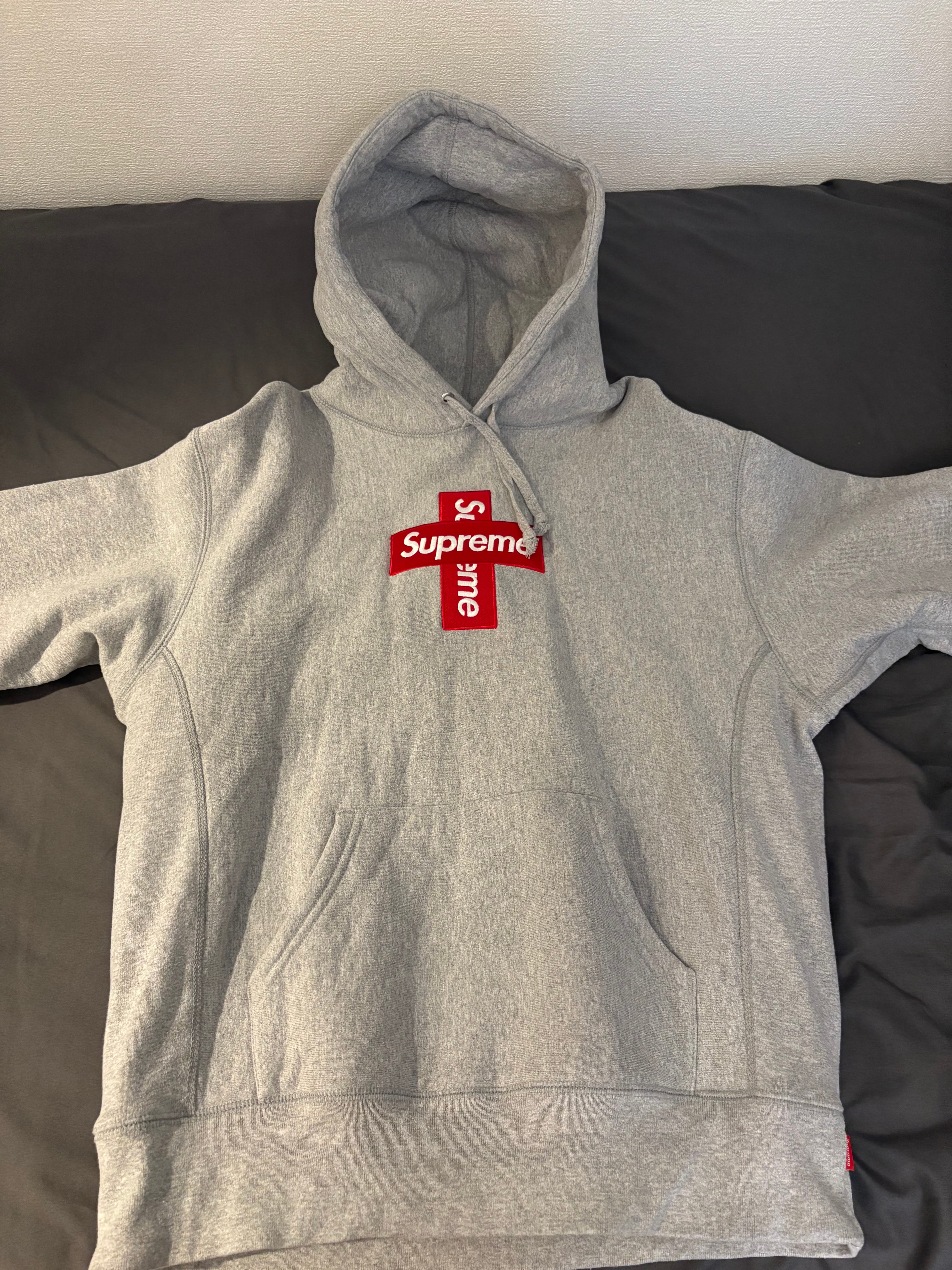 Supreme Cross Box Logo Hooded Sweatshirt "Grey"