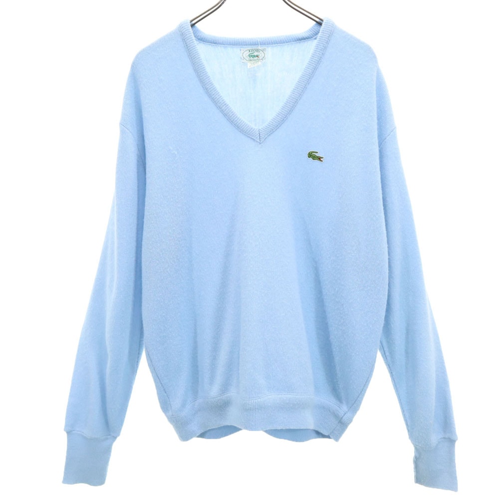 IZOD LACOSTE アイゾットラコステ 90s USA製 オールド 長袖 Vネック アクリル セーター L 水色 ニット
