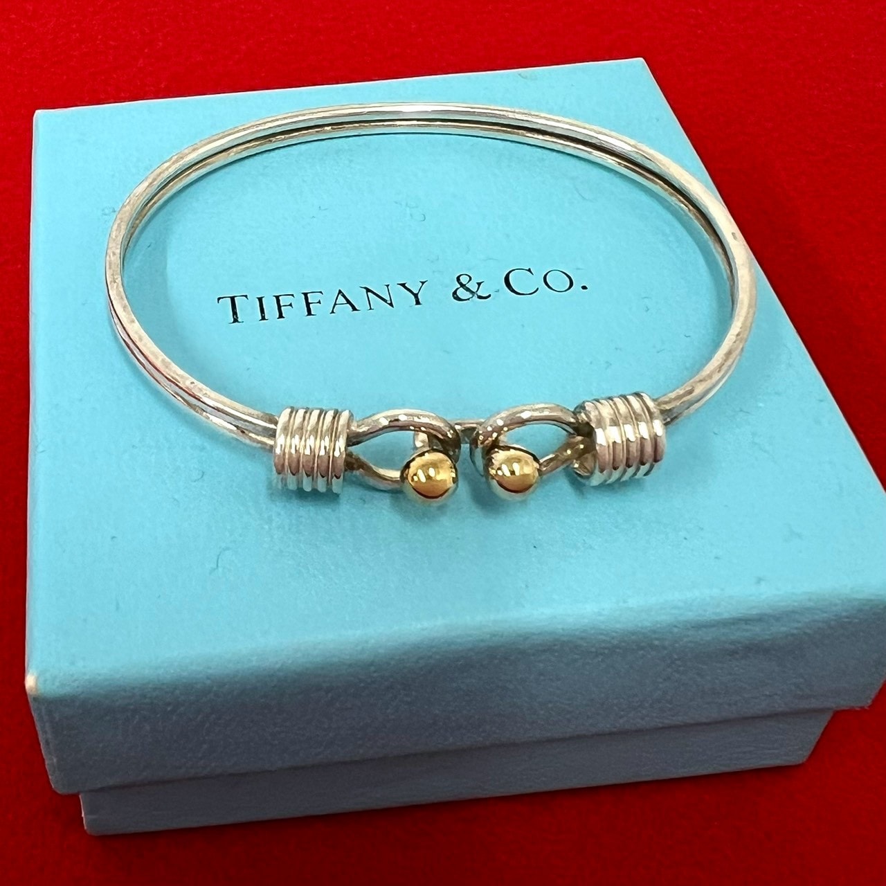TIFFANY&Co. ティファニー ダブル フック バングル シルバー925 K18イエローゴールド ブレスレット シルバー
 24294