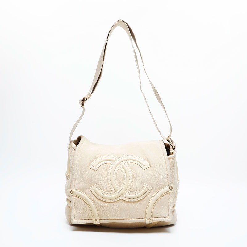 シャネル CHANEL 10番台 2005-2006 スエード ココマーク フラップ チェーン ショルダーバッグ【中古】