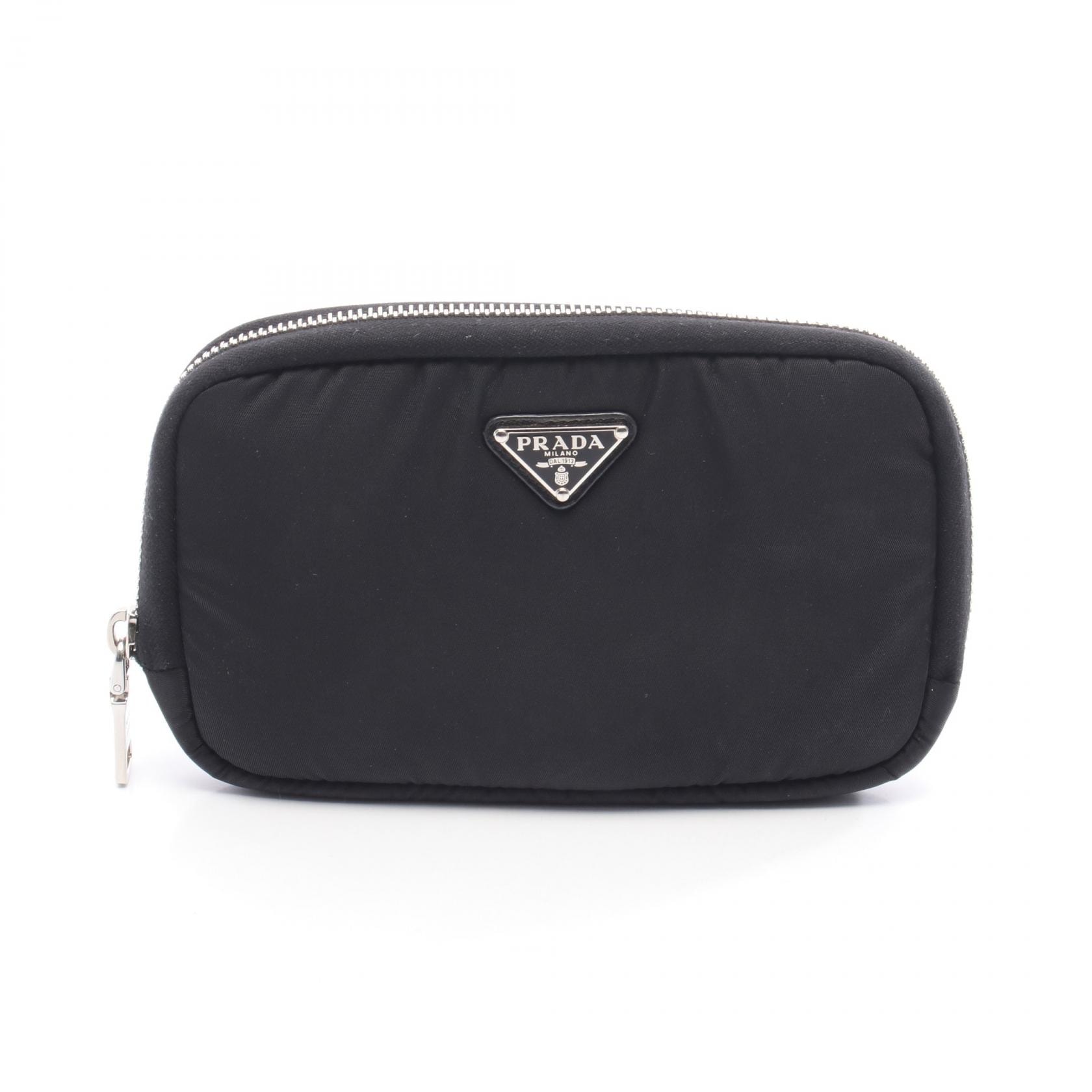 プラダ PRADA TESSUTO POCKET Re-Nylon ラウンド財布 財布 ナイロン レディース ブラック系 1ML045 【中古】