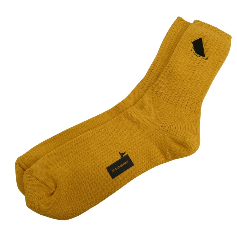 DESCENDANT ディセンダント 242MADS-AC02 SPYHOP SOX 刺繍 リブ編み ソックス 靴下 イエロー系【極上美品】【中古】