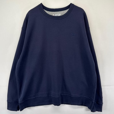 古着 チャンピオン Champion スウェット ワンポイントロゴ 刺繍 トレーナー 大きいサイズ 2XL ネイビー系 メンズ