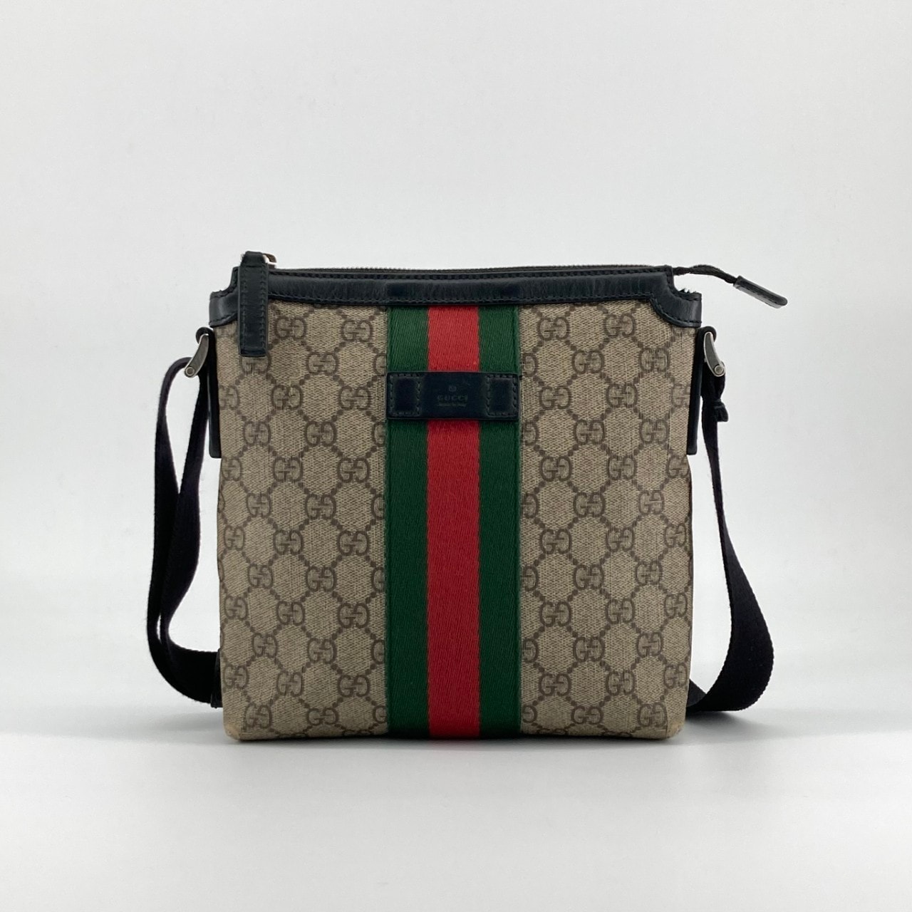 GUCCI(グッチ) ウェブ GGスプリーム フラット メッセンジャー 471454 ショルダーバッグ ブラウン