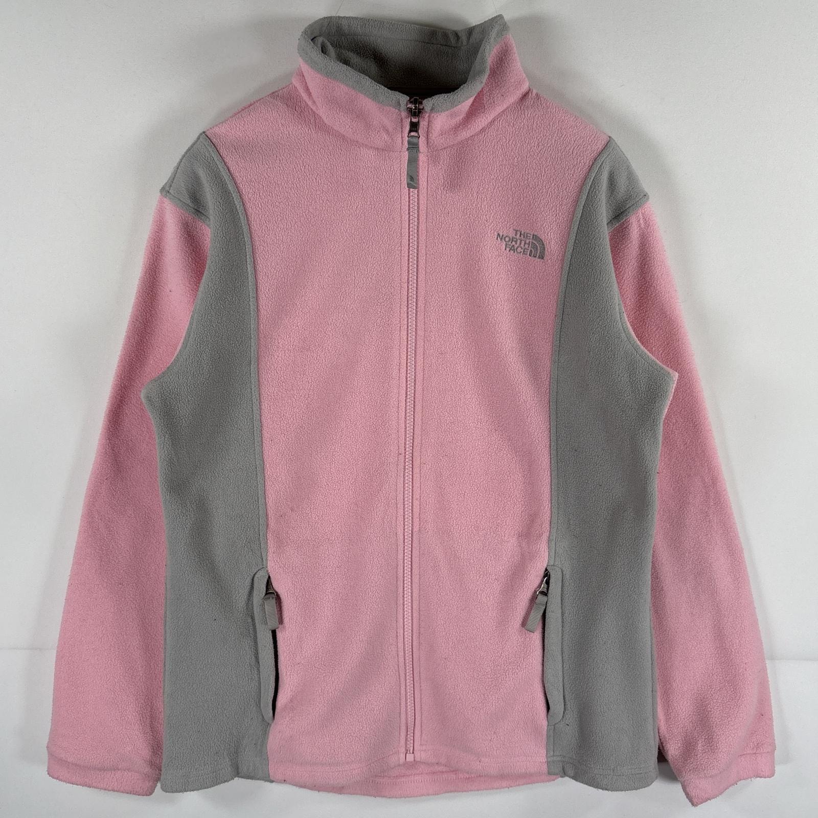古着 ザ・ノースフェイス THE NORTH FACE フルジップフリースジャケット ツートンカラー ワンポイント アウトドア XL  ピンク レディース