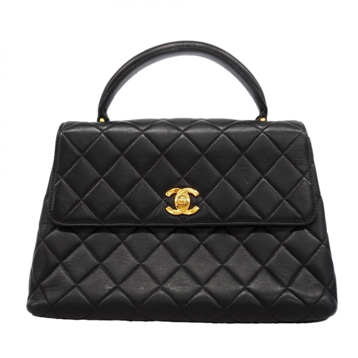 ★SALE【6gd5065】シャネル ハンドバッグ マトラッセ ラムスキン ブラック ゴールド金具【中古】レディース