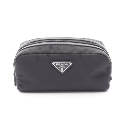 プラダ PRADA トライアングルロゴ ポーチ バッグ ナイロン サフィアーノレザー メンズ レディース ブラック系 2NA0452DMHF0002 【新品】