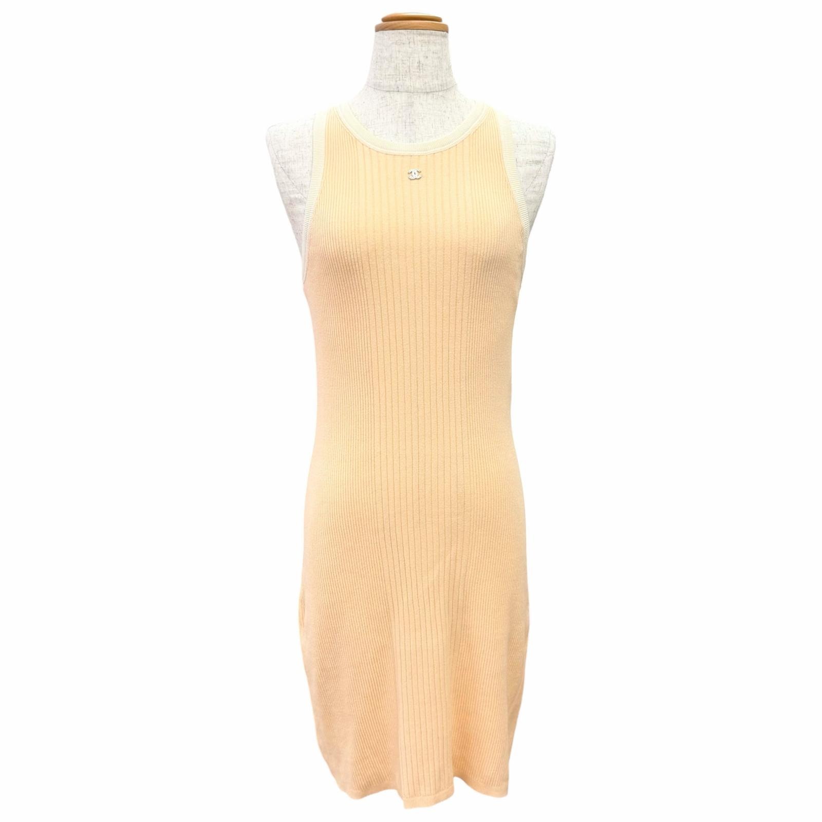 美品 シャネル ココマーク リブニット ワンピース IT 36 P78625