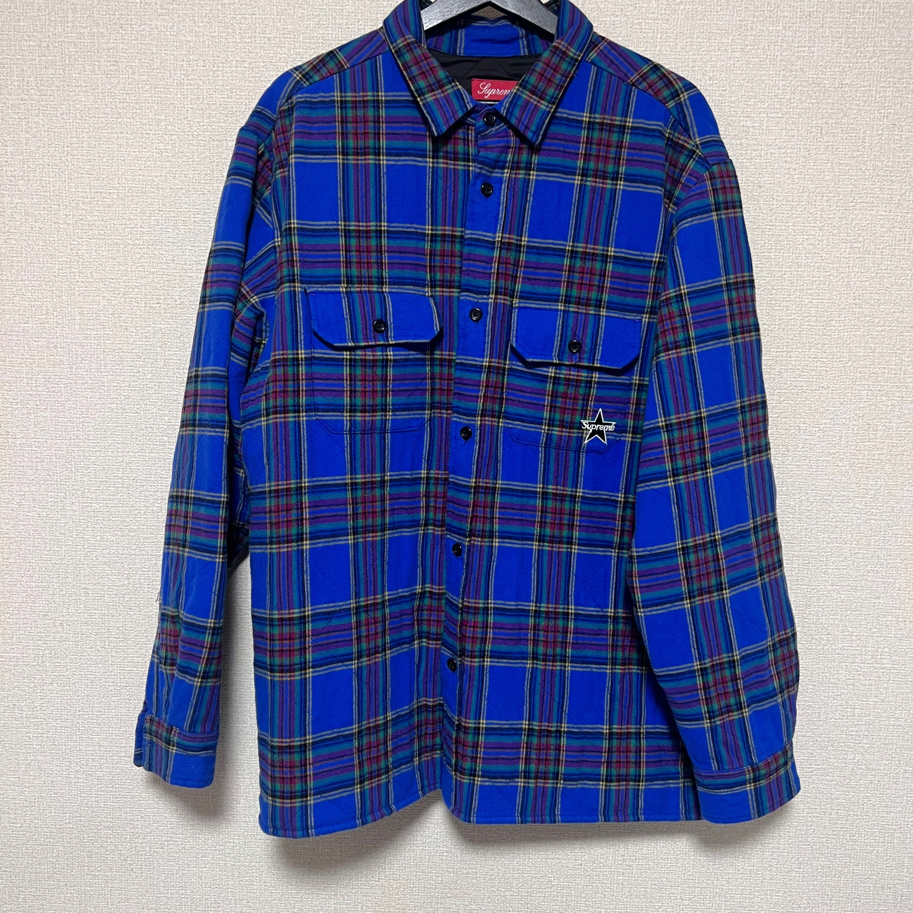 Supreme Quilted Plaid Flannel Shirt "Dusty Royal"