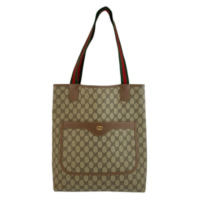 美品 GUCCI グッチ ヴィンテージ シェリーライン ベージュ GGスプリームキャンバス トートバッグ ショルダーバッグ 604273 【中古】
