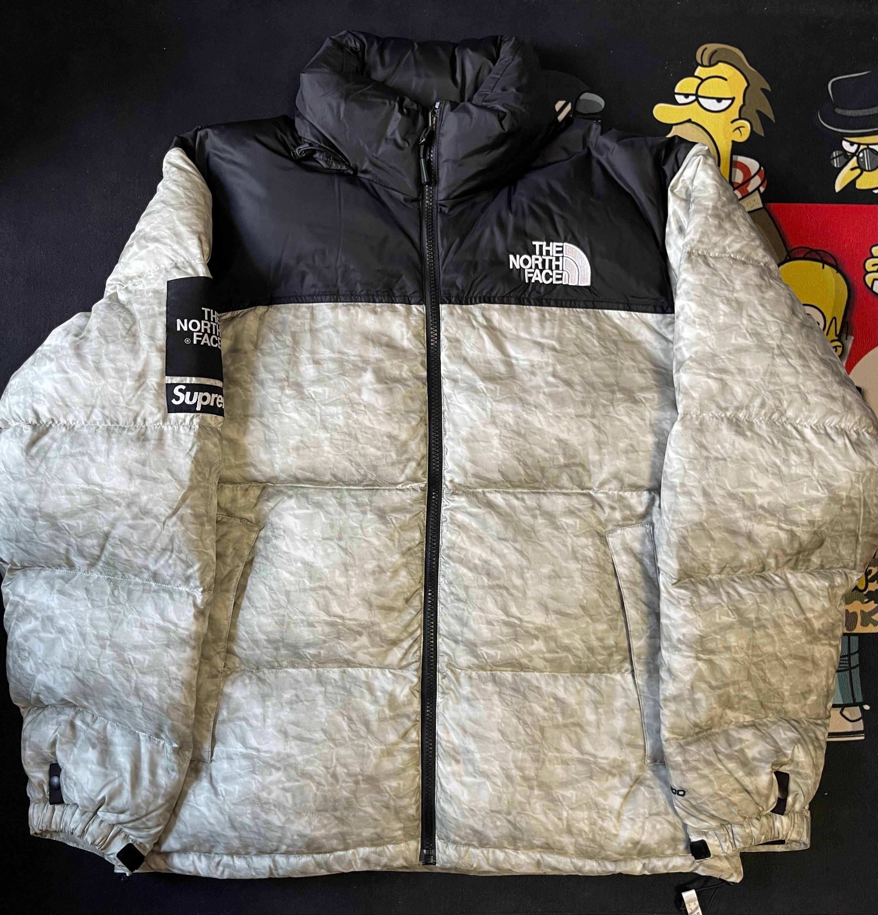 Supreme x The North Face Nuptse Jacket "White Paper Print"