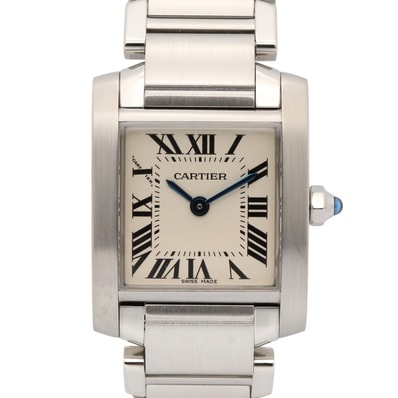 カルティエ CARTIER タンクフランセーズ SM 腕時計 時計 ステンレススチール レディース アイボリー系 W51008Q3 【中古】