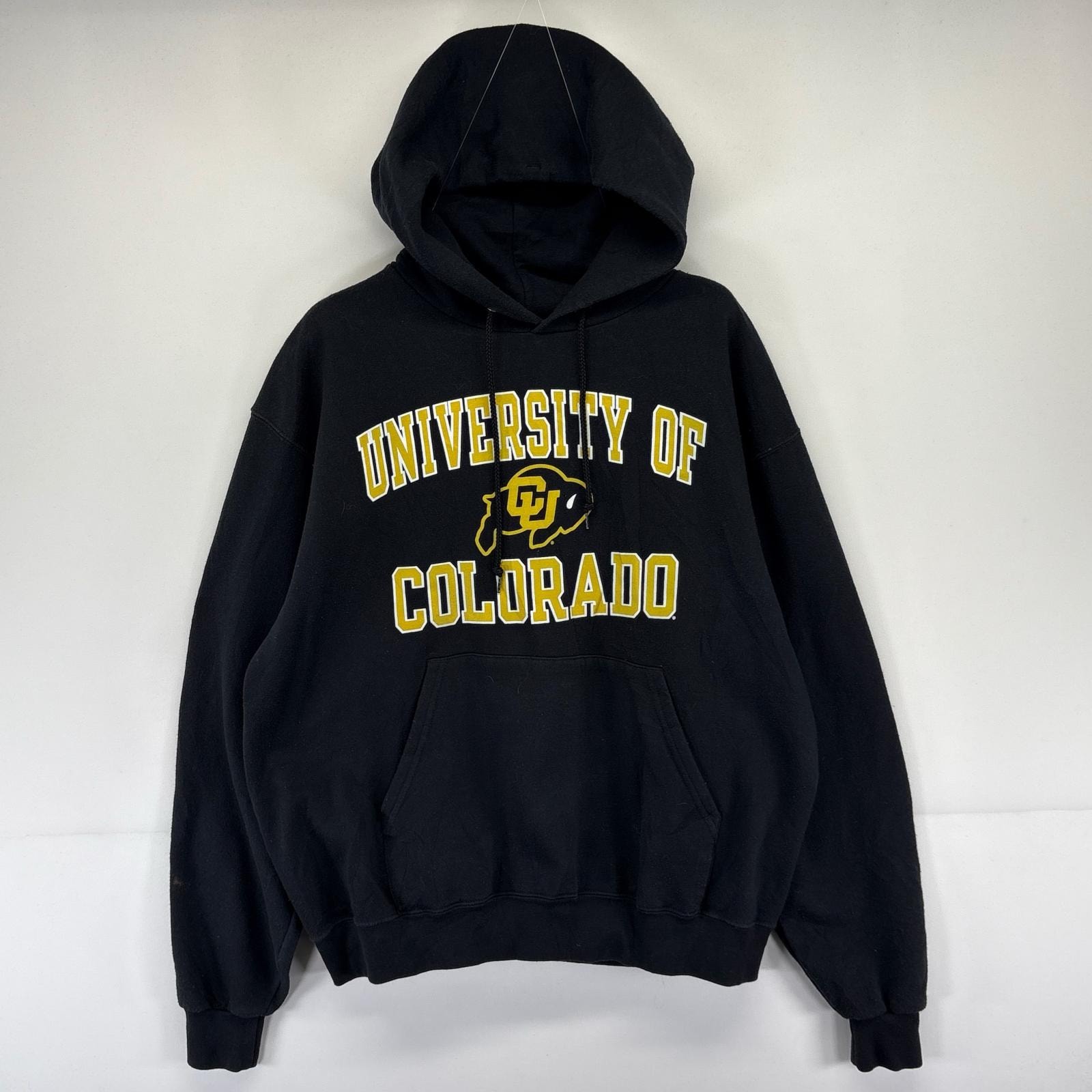 古着 チャンピオン Champion パーカー カレッジプリント フード スウェット プルオーバー  L  ブラック系 メンズ