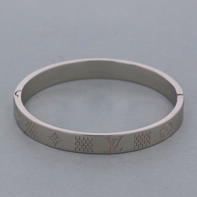 LOUIS VUITTON ルイヴィトン バングル ダミエ ステープル バングル M1387M メタル シルバー メンズ【中古】