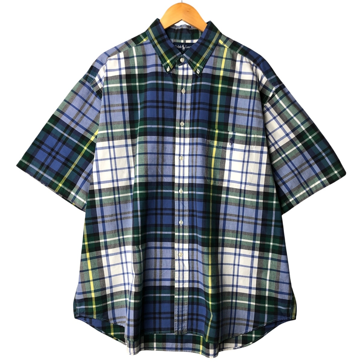 古着 ラルフローレン Ralph Lauren BIG SHIRT 半袖 ボタンダウン チェックシャツ メンズXL相当/eaa592705