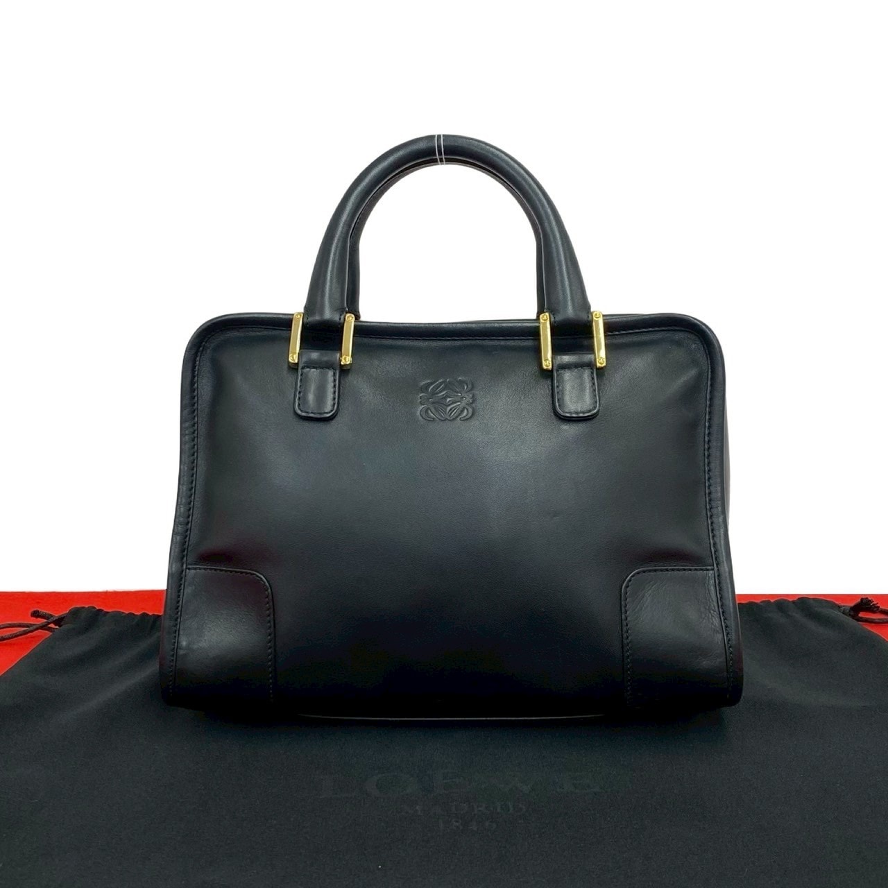 LOEWE ロエベ アマソナ 28 アナグラム ロゴ レザー ハンドバッグ ブラック
 48801