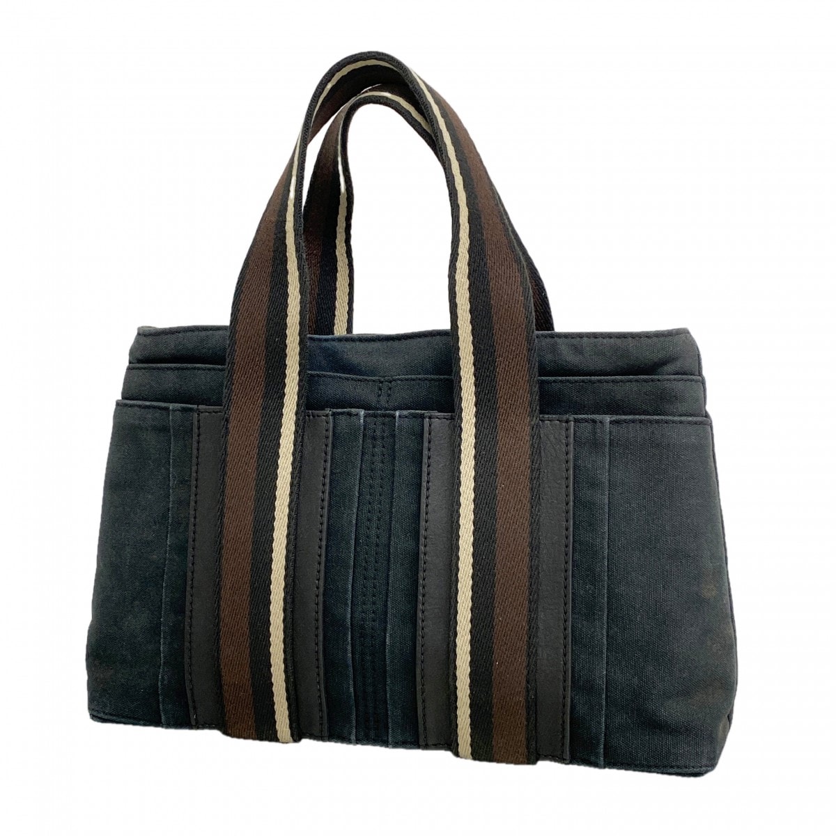 【6ee5758-k】エルメス ハンドバッグ トロカホリゾンタルPM キャンバス ブラック シルバー金具【中古】メンズ レディース ユニセックス