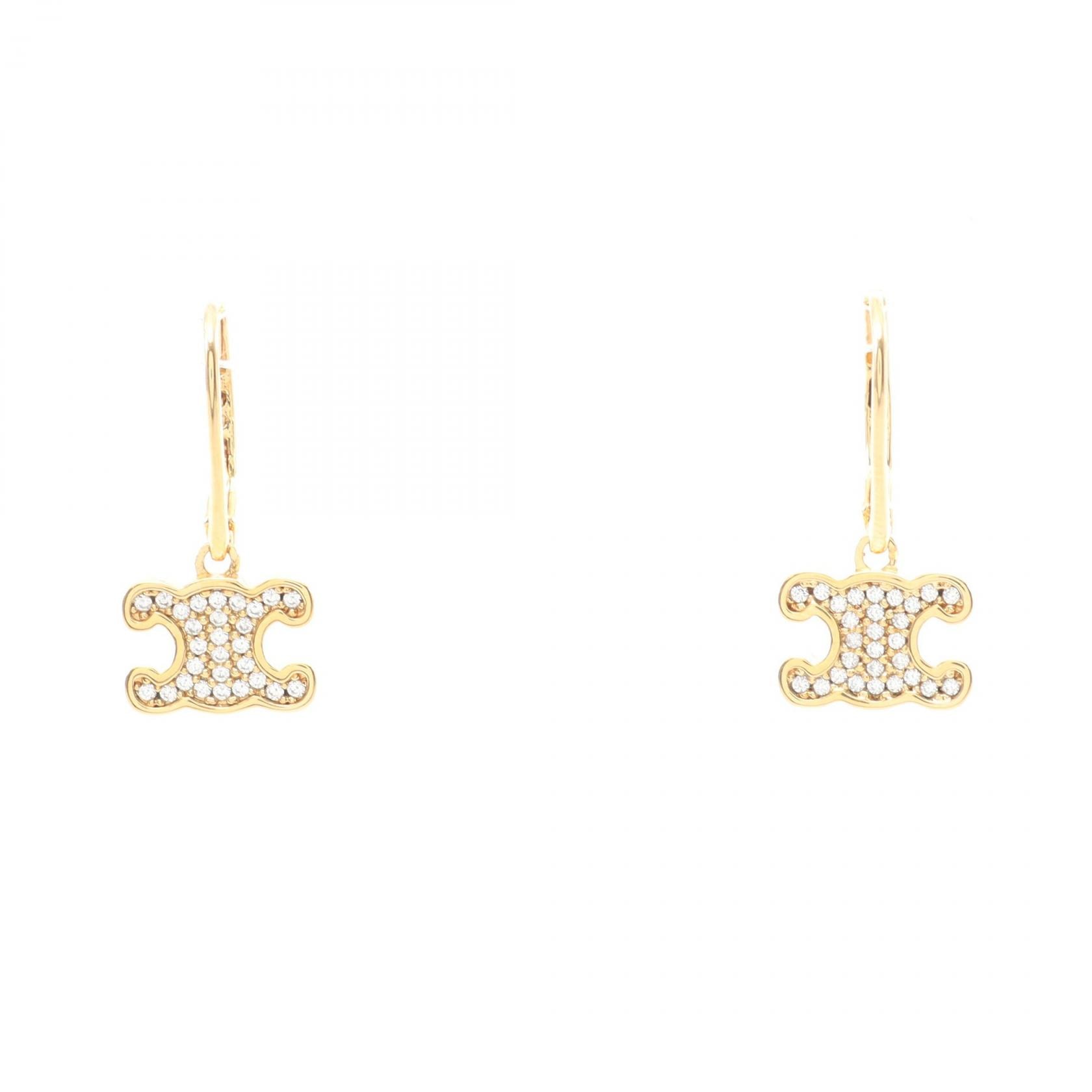 セリーヌ CELINE トリオンフ ピアス ジュエリー GP(ゴールドメッキ) ラインストーン レディース ゴールド系 / クリア系 460GC6BZI35OR 【新品】