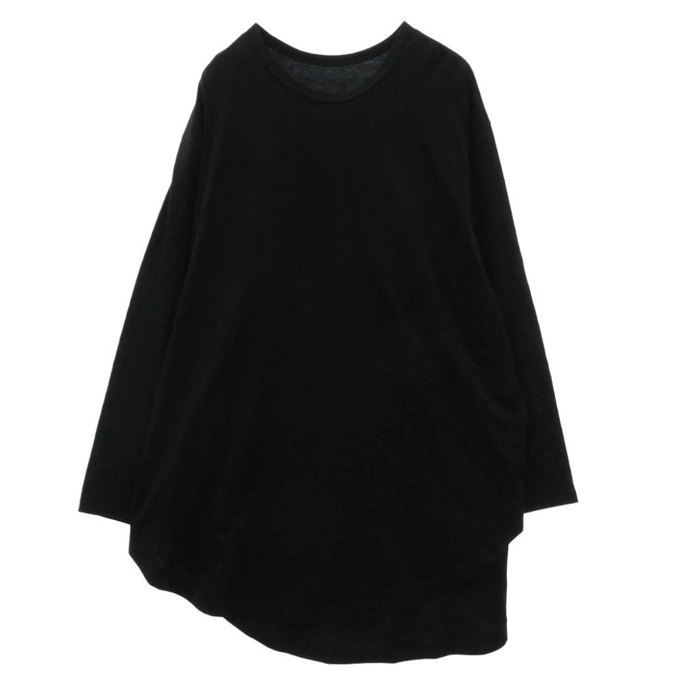 Yohji Yamamoto ヨウジヤマモト GA-T06-040 Ground Y COTTON JERSEY HEM ROUND JUMBO T-SHIRT LONG SLEEVES コットン天竺 ヘムラウンド ジャンボ 長袖 Tシャツ ブラック系【中古】