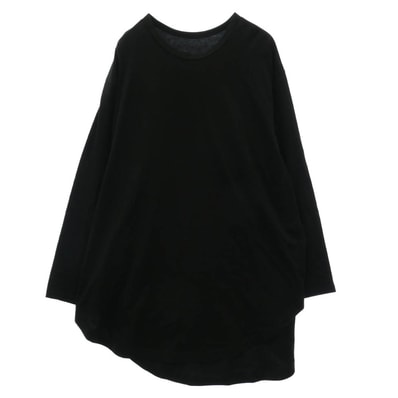 Yohji Yamamoto ヨウジヤマモト GA-T06-040 Ground Y COTTON JERSEY HEM ROUND JUMBO T-SHIRT LONG SLEEVES コットン天竺 ヘムラウンド ジャンボ 長袖 Tシャツ ブラック系【中古】