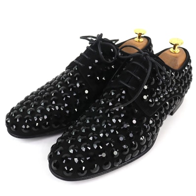 極美品 ドルチェ&ガッバーナ ラインストーン ダービーシューズ ブラック 6