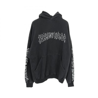 バレンシアガ BALENCIAGA METAL OUTLINE HOODIE パーカー 衣料品 トップス コットン メンズ レディース グレー系 【中古】
