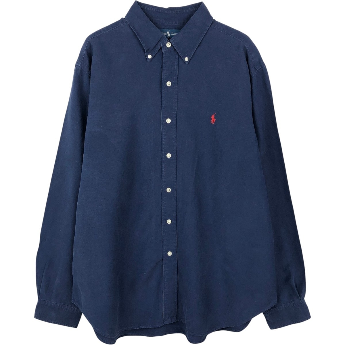 古着 ラルフローレン Ralph Lauren CLASSIC FIT クラシックフィット 長袖 リネン×シルク ボタンダウンシャツ メンズXL相当/eaa668191