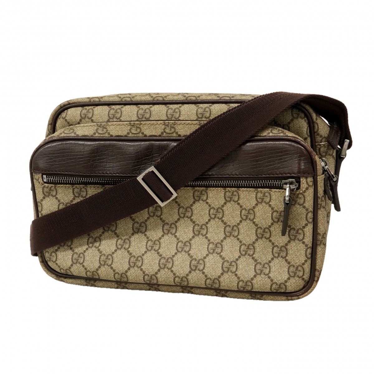 【6db0817-k】グッチ ショルダーバッグ GGスプリーム 114531 PVC ブラウン シルバー金具【中古】メンズ