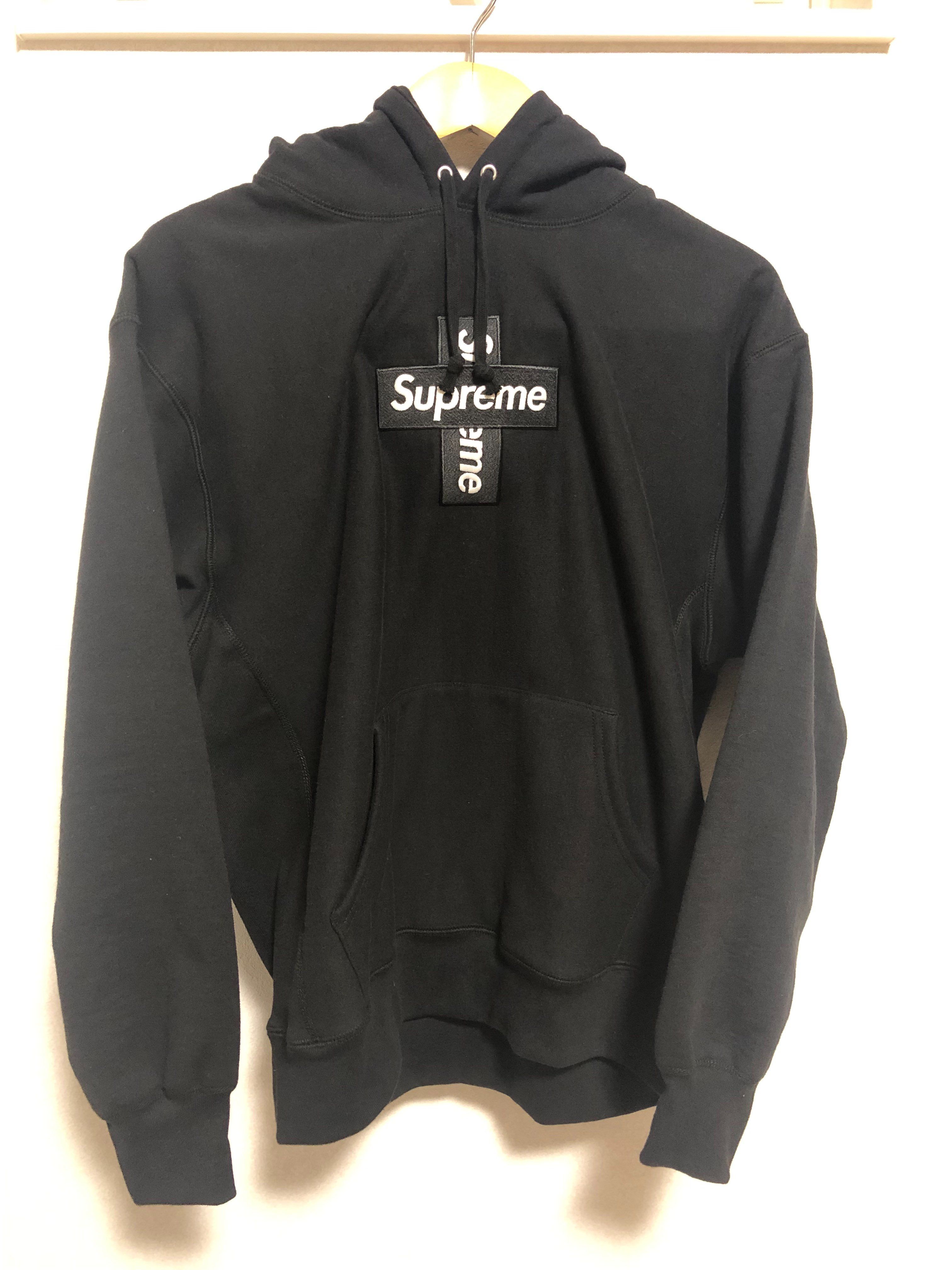 Supreme Cross Box Logo Hooded Sweatshirt "Black"