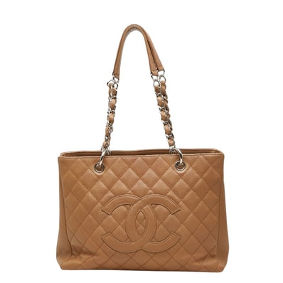 シャネル マトラッセ ココマーク GST チェーン トートバッグ ショルダーバッグ ベージュ系 キャビアスキン レディース CHANEL 【中古】