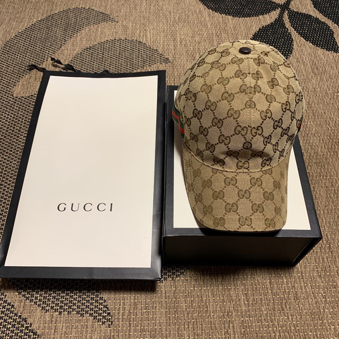 GUCCI Original GG Canvas Baseball Hat With Web "Beige/Ebony"